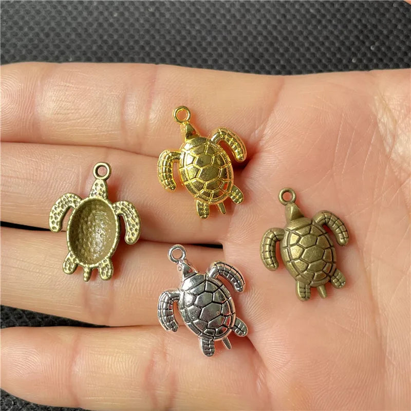 10pcs colorful and cute turtle pendant DIY handmade necklace, bracelet connection piece, a lot of fashion jewelry wholesale