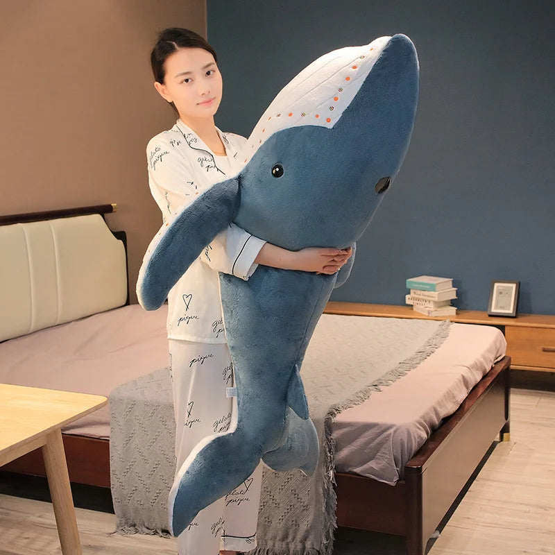 100CM Big Simulation Whale Plush Toy Stuffed Soft Hammerhead Sharks Sleeping Pillow Sofa Cushion Sea Animal Toys Birthday Gift