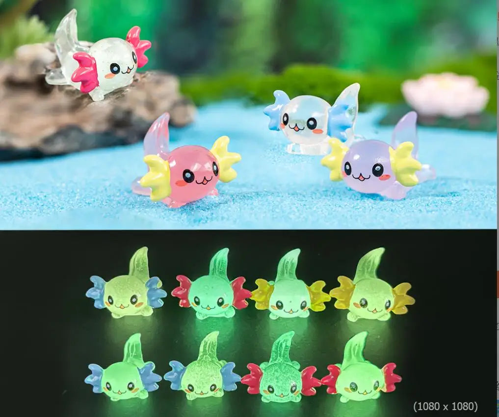 100pcs Kawaii Resin Luminous Turtle Elephant Fish Swan Flatback Cabochon Scrapbook DIY Home Accessories Decor Figurine Craft