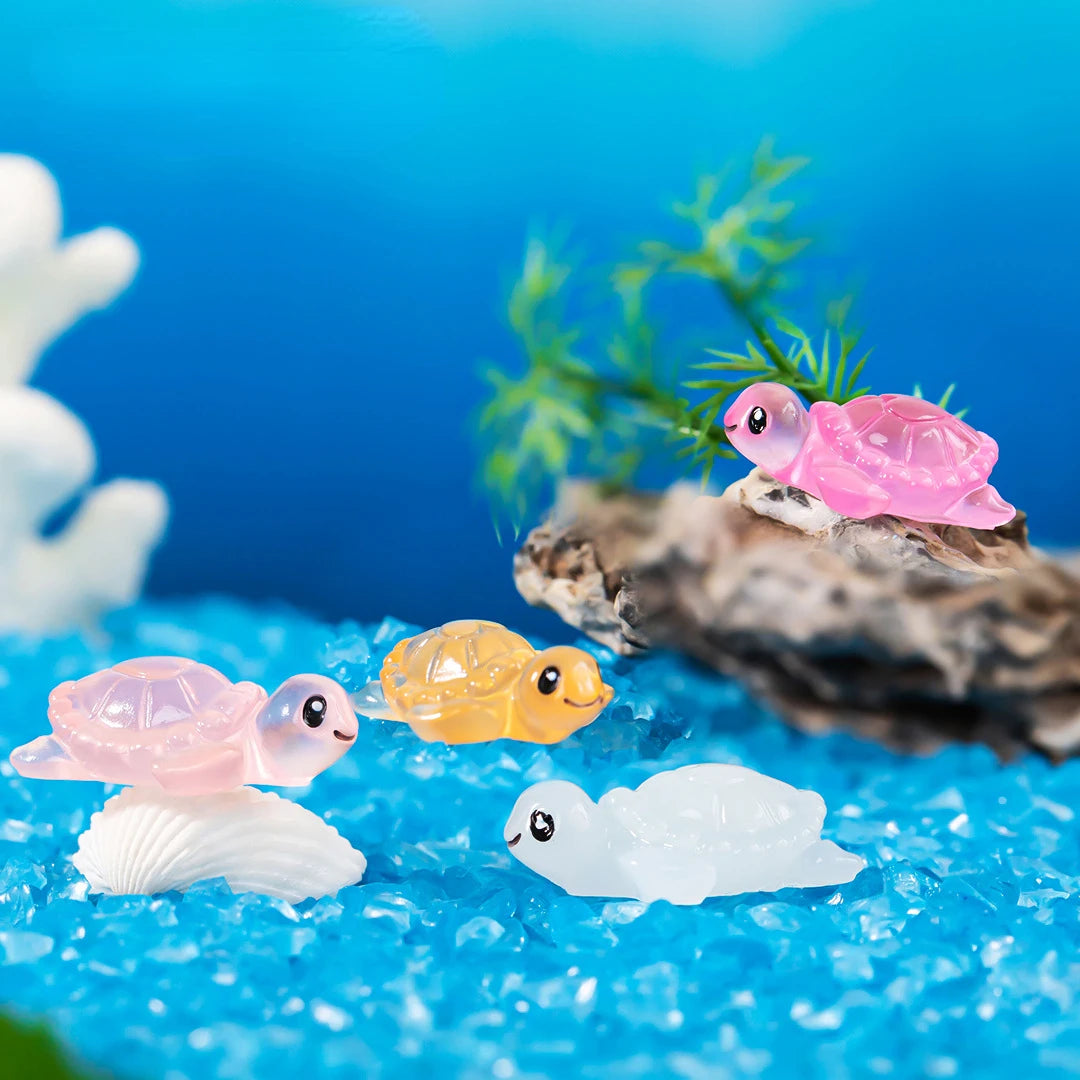 10/20/50PCS Mini Fluorescent Turtles Ornament Miniature Figure Tiny Turtle Resin Handicraft Micro Landscape Dollhouse Decoration