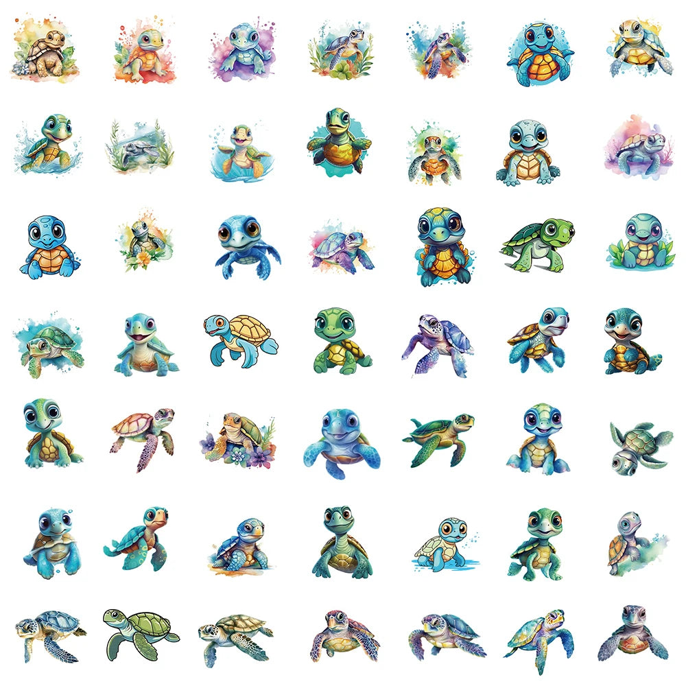 10/30/50pcs Cute Cartoon Sea Turtle Stickers Ocean Animals Graffiti Sticker DIY Water Bottle Refrigerator Phone Kids Decals Toy