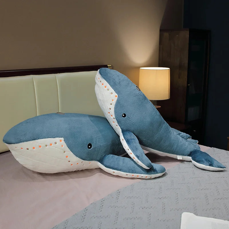 100CM Big Simulation Whale Plush Toy Stuffed Soft Hammerhead Sharks Sleeping Pillow Sofa Cushion Sea Animal Toys Birthday Gift