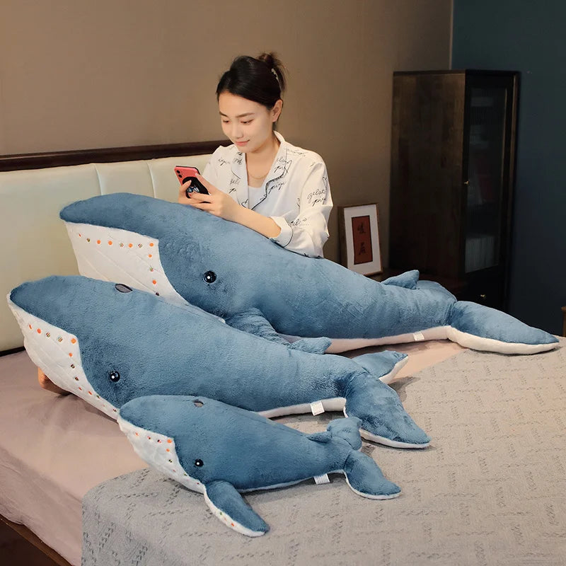 100CM Big Simulation Whale Plush Toy Stuffed Soft Hammerhead Sharks Sleeping Pillow Sofa Cushion Sea Animal Toys Birthday Gift