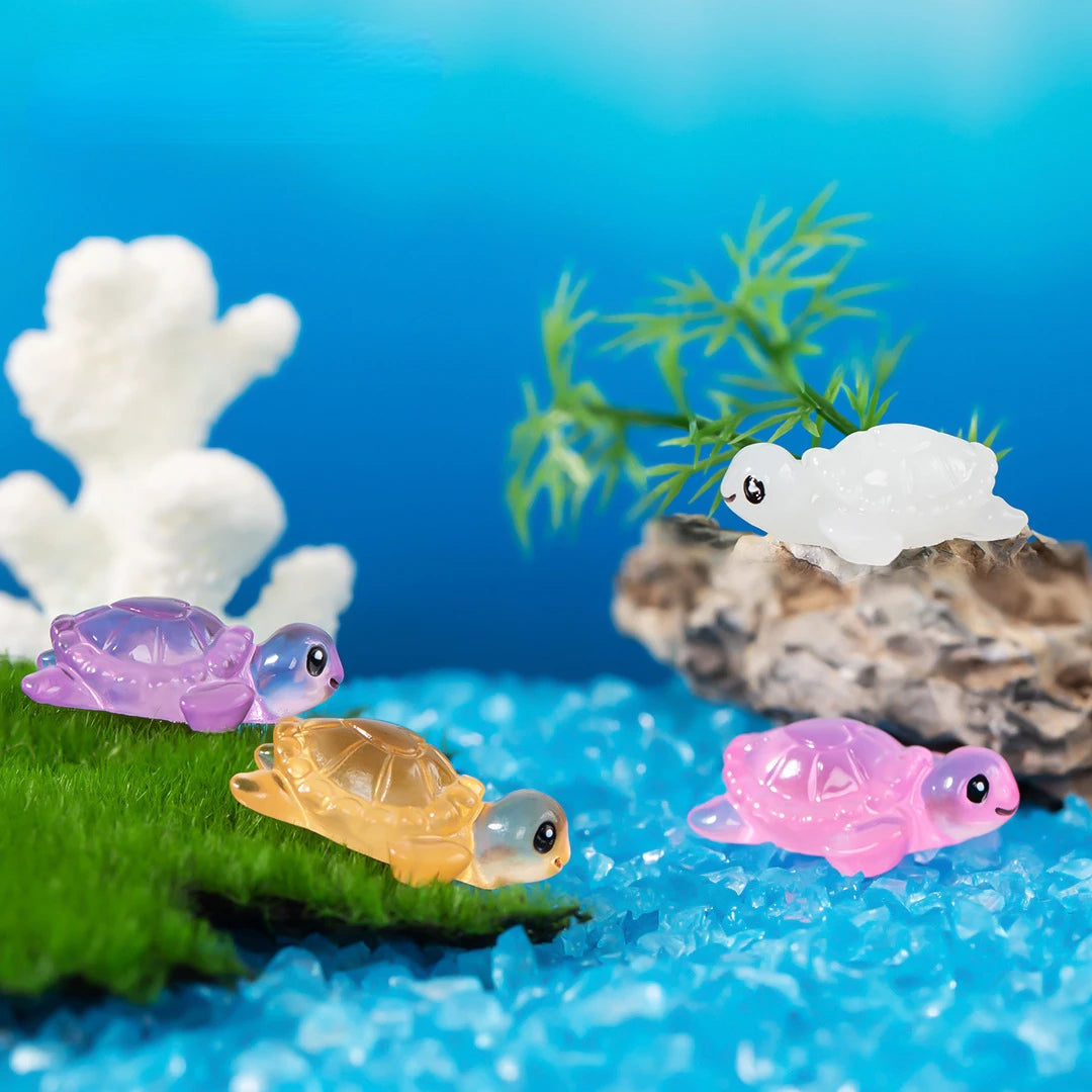 10/20/50PCS Mini Fluorescent Turtles Ornament Miniature Figure Tiny Turtle Resin Handicraft Micro Landscape Dollhouse Decoration