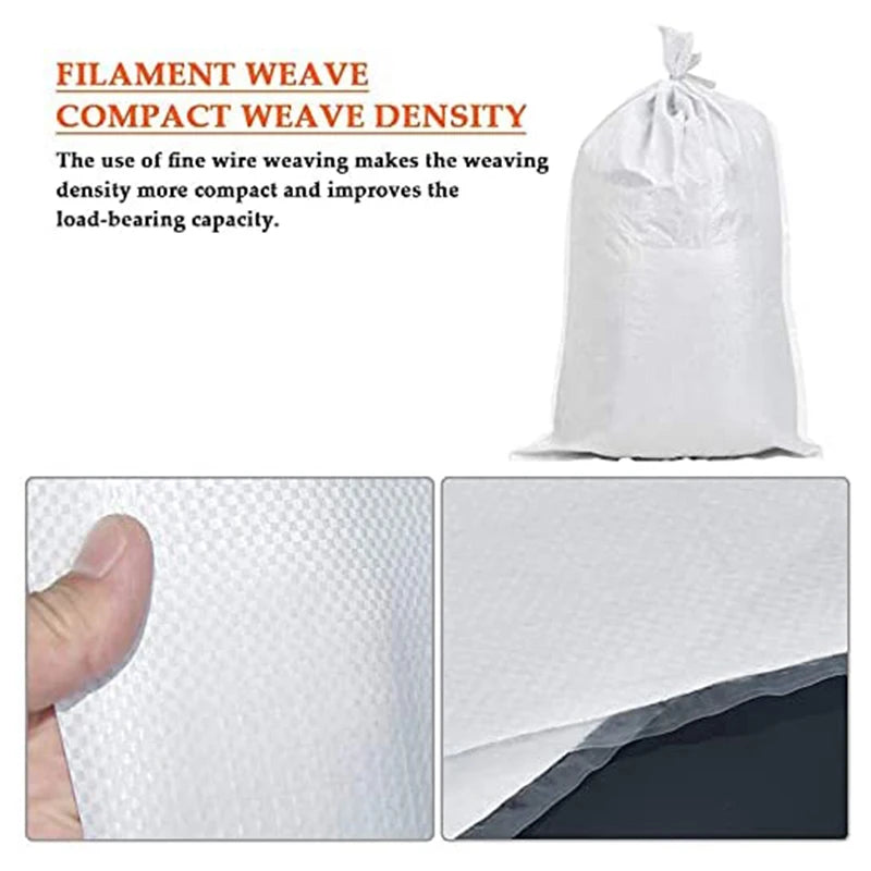 1 50x85cm Flood Control Sandbags Fire Brigade Flood Storage Sacks Sandbag Silo Woven Bag White Waterproof Sand Bag Heavy Duty