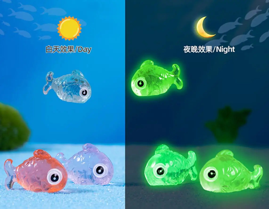 100pcs Kawaii Resin Luminous Turtle Elephant Fish Swan Flatback Cabochon Scrapbook DIY Home Accessories Decor Figurine Craft