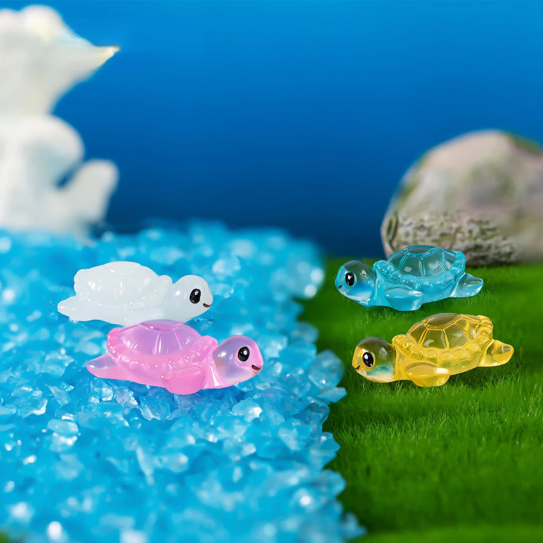 10/20/50PCS Mini Fluorescent Turtles Ornament Miniature Figure Tiny Turtle Resin Handicraft Micro Landscape Dollhouse Decoration