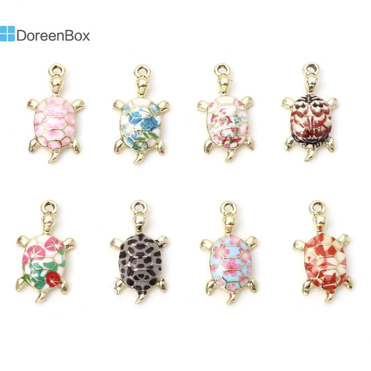 10PCs Ocean Sea Turtle Animal Charms DIY Jewelry Multicolor Enamel Pendant Necklace Bracelets Metal Pendants Jewelry 24mm x 14mm